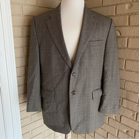 Ralph Lauren Wool Houndstooth 2 Button Blazer Sport Jacket Suit Coat Mens 44 R - Picture 1 of 13